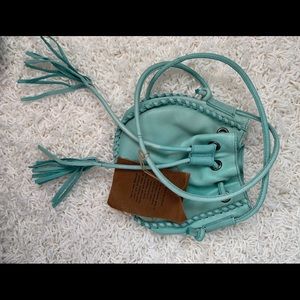Cut N Paste Teal/Mint Leather Hand Dyed Purse